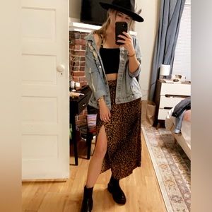 Cheetah print midi skirt